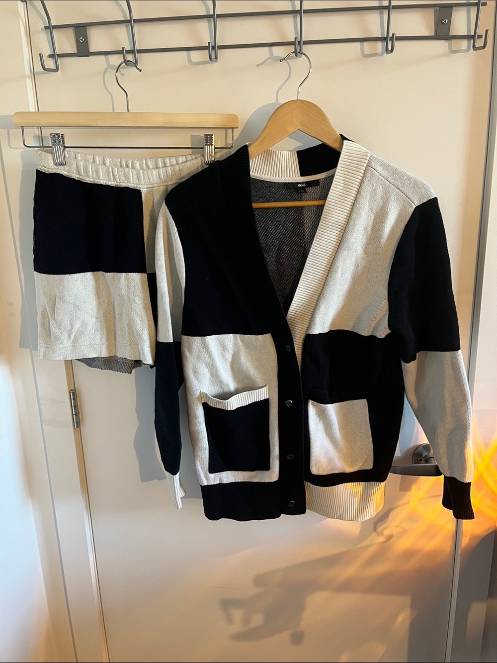 Vans Black and Cream Colorblock Knit Cardigan Set